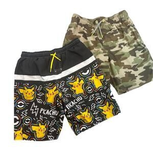 Wonder Nation Pokemon Pikachu Camo Swim Trunk Set Quick Dry Mesh Lining